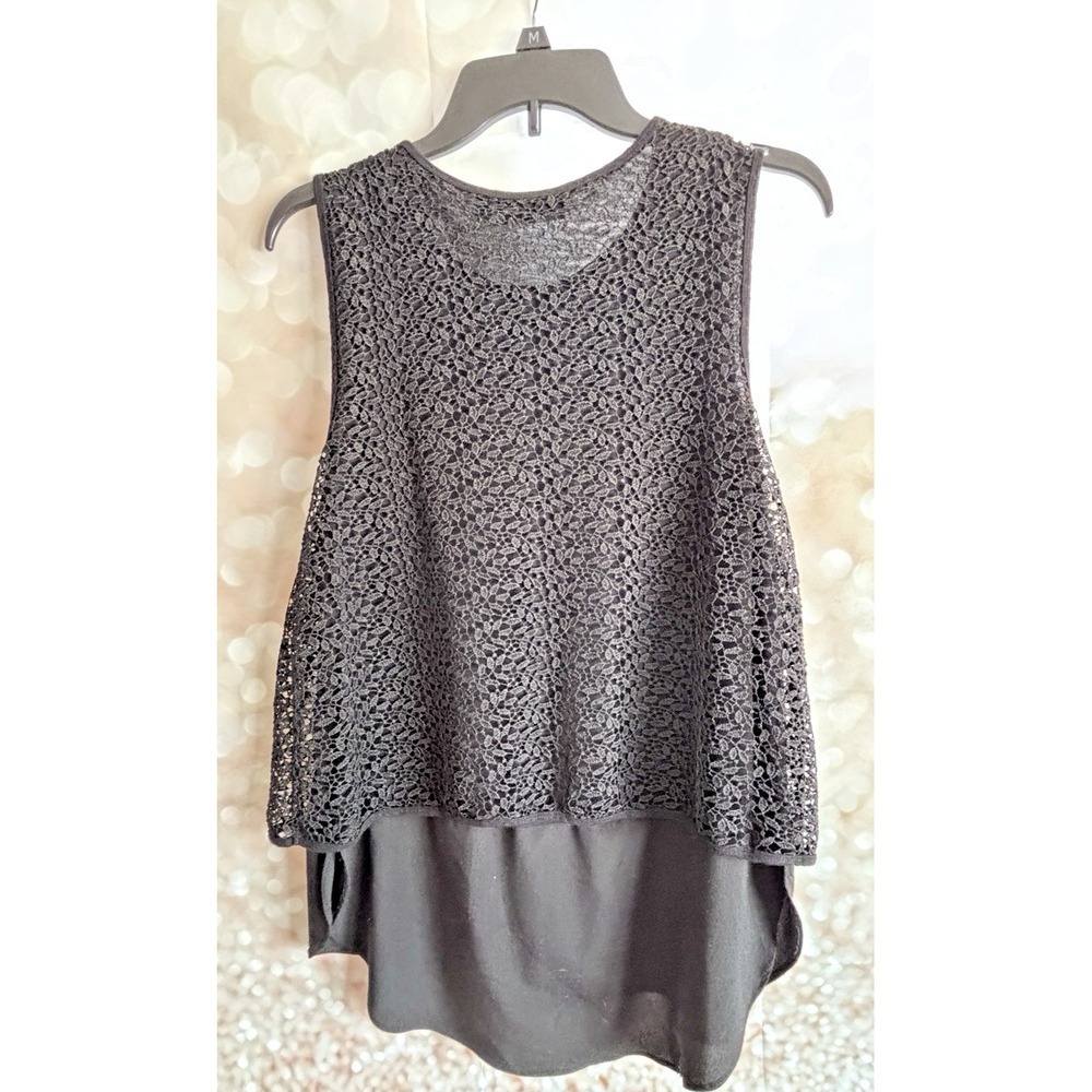 APT 9 Black‎ Textured Lace Layered Tank Top Women's Size Medium - Picture 4 of 7